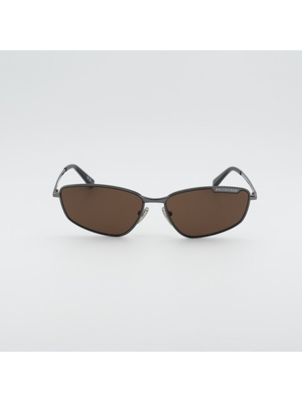 Balenciaga BB0277S 002 Unisex Sunglasses Ruthenium Rectangle Frame, Brown Lenses - Picture 6 of 10